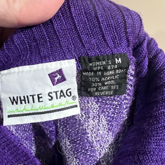 Vintage 80s white stag sweater size medium wool and acrylic - Picture 9 of 9